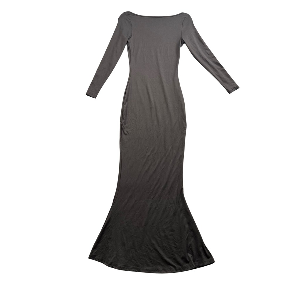 Black Bodycon Maxi Dress Long Sleeve V Neck Gothic Dark Romantic Whimsigoth - Picture 2 of 10